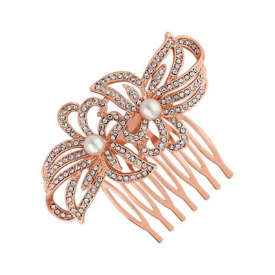 Rose gold double flower hair comb